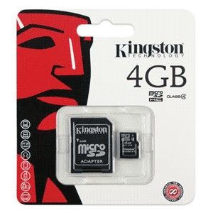 Cartão de Memória Micro SD 4GB Kingston Micro SD + adaptador